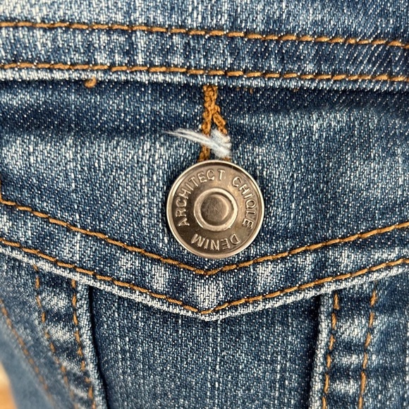 🥇 Vintage Chic Denim Architect Sleeveless Jean Vest size medium - Picture 4 of 9